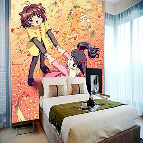Murales 3D grand format de style animé pour chambre de fille