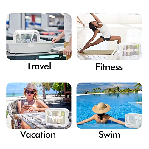 Murdizzo 3 Pcs Travel Toiletry Bag For Women Men, Matte Translucent Waterproof Makeup Cosmetic Travel Organizer Bag For Size Toiletries Accessories With Handy Handle（White） #TOP5