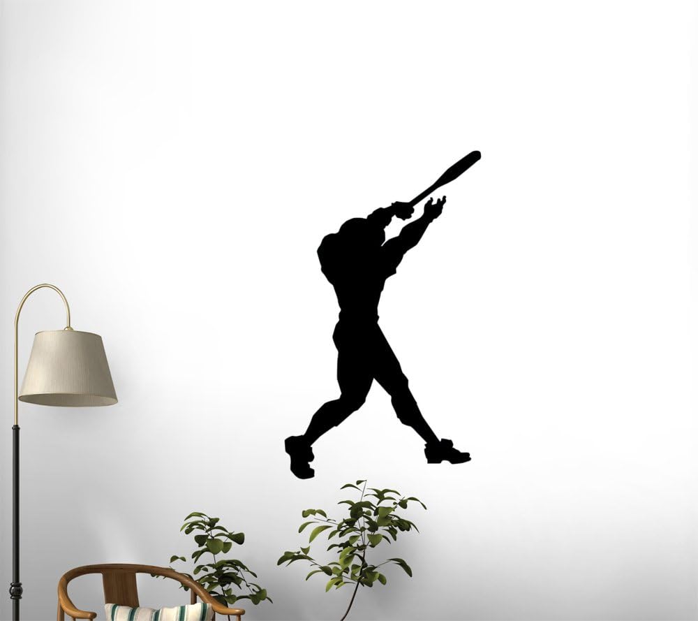 Baseball Silhouette - 2 Wall Decal - 42 Inches H x 30 Inches W - Peel and Stick Removable Graphic