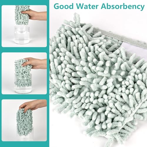 Mikrofaserbezug 2er Set, Chenille Mikrofaser Bodenwischer, Wischmoppbezug Ersatzbezug, Chenille Flachmopp, Bodenwischer Wischbezug für ideale Schmutzaufnahme, ideal für Böden wie Fliesen und Laminat