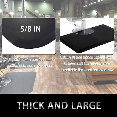 Bestsalon Chair Anti Fatigue Hair Stylist 5/8 In. Thick Salon Floor Black Barber Shop Beauty Comfort Mat Rectangle, 3 Ft. X 5 Ft #TOP5