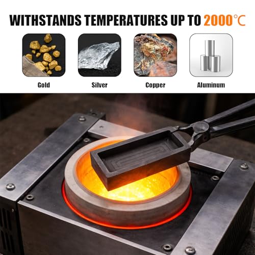 2pcs Graphite Ingot Molds, Heat-Resistant Up to 2000 Degrees High-Purity Metal Casting Smelting Molds Kit for Gold Silver Copper Aluminum and Brass(Black) - Thumbnail 4
