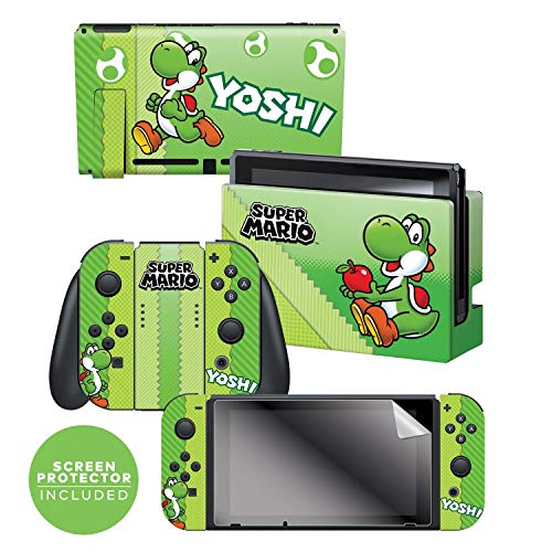 Controller Gear Nintendo Switch Skin & Screen Protector Set, Officially Licensed By Nintendo - Super Mario Evergreen  Yoshi Eggs  - Nintendo Switch