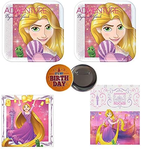RazzleDazzleCelebrations Rapunzel Dream Big Tangled Birthday Party Supplies for 16 Guests -Small Plates, Napkins, tablecover