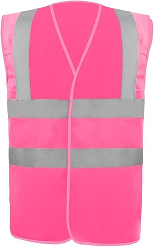 ZUJA Chaleco de seguridad reflectante de neón con tiras reflectantes de 2 pulgadas ANSI Clase 2, chaleco de construcción de alta visibilidad