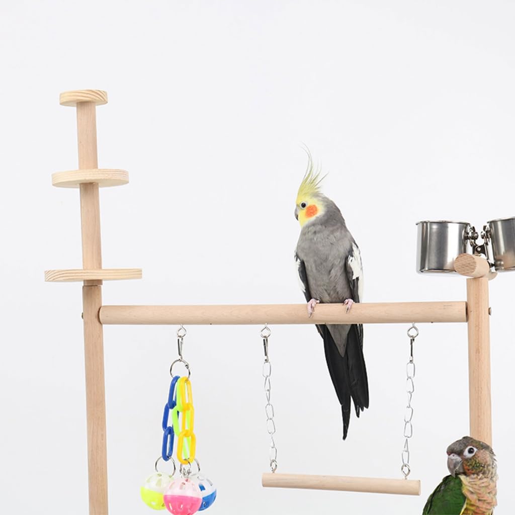 Ptak okoń papugi stojak z drabiną zabawka do żucia Cockatiel Playstand karmniki zabawka