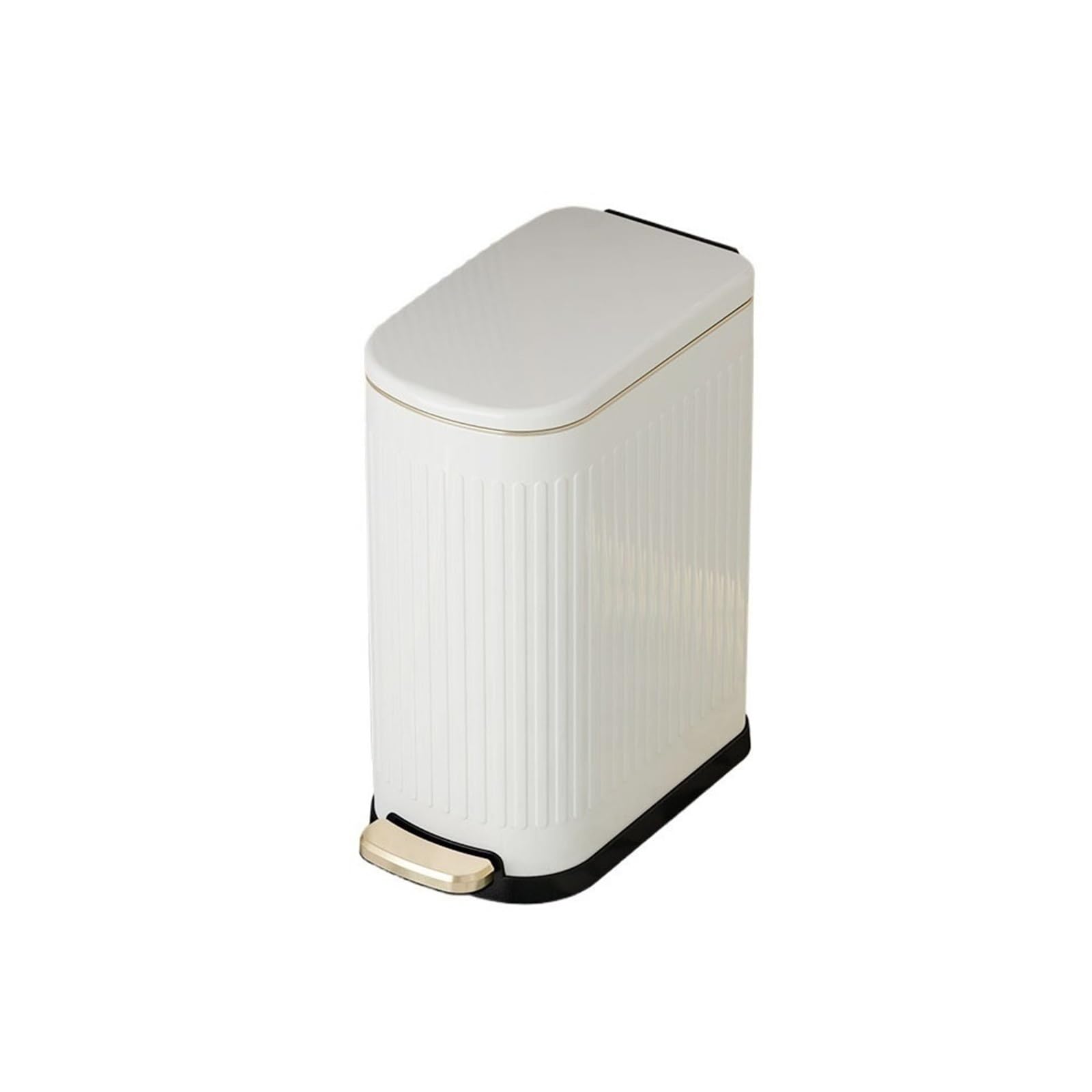 Dustbin Trash Can, Narrow Kitchen Garbage Bin with Soft Close Lid Step On Foot Pedal Stainless Steel(White)