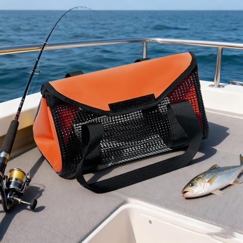 Sac de rangement portable en maille orange pour leurres - 6