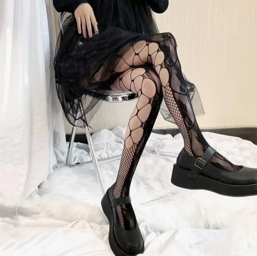 Halloween Women’s High Waist Tights Fishnet Tights,Stretchy Lace Leggings,Hollow on both Sides Black Rose Fishnet Stockings for Women2