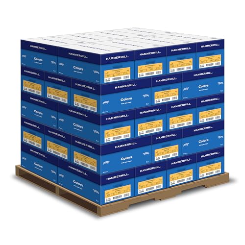Image of Hammermill Colored Paper, 20 lb Goldenrod Printer Paper, 8.5 x 11-1 Pallet, 40 cases (200,000 Sheets) - Made in the USA, Pastel Paper, 103168P