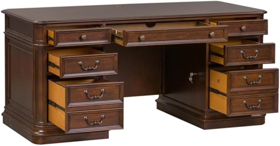 Liberty Furniture Industries Chateau Valley Jr Executive Desk, W64 x D30 x H30, Cherry