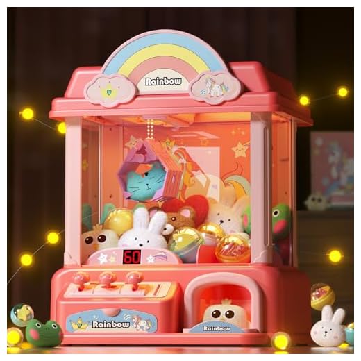 Claw Machine for Kids, Mini Vending Machines Arcade Candy Capsule Claw Game Prizes Toy, Electronic Small Pink Toys for Home , Adjustable Sounds and Music, Gifts for Adults Girls