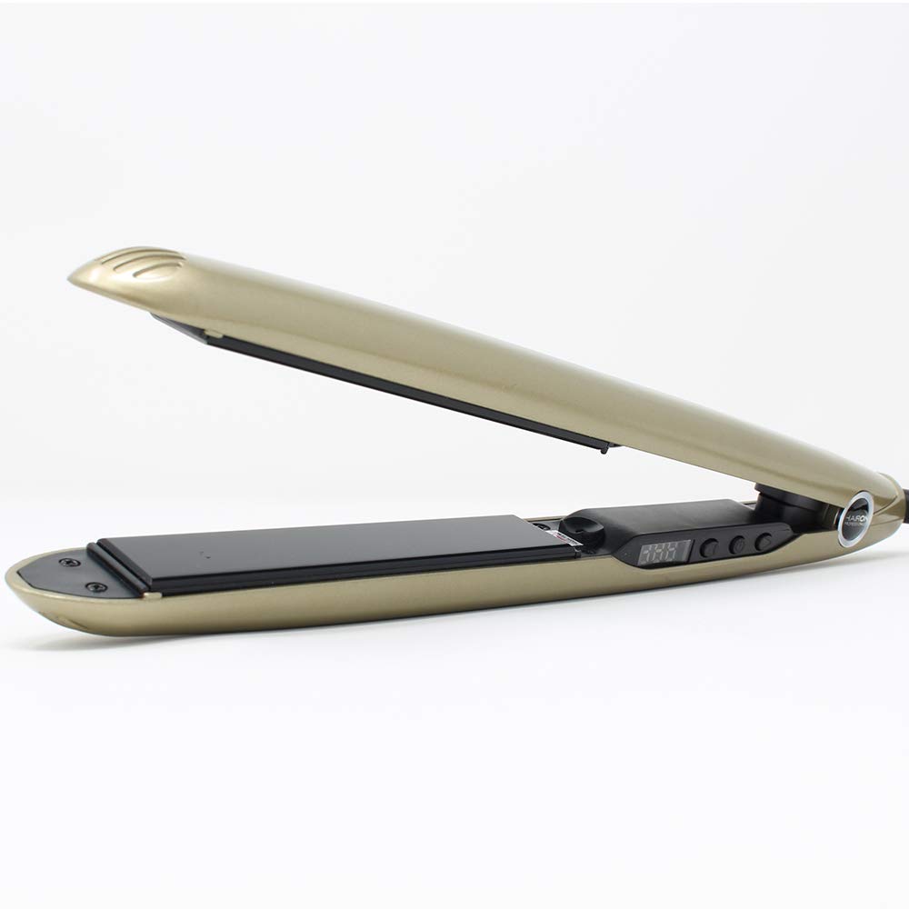 EUPHORIA - Plancha de pelo profesional de turmalina con pantalla digital y temperatura ajustable hasta 230° + ALTÉAX® Funda de piel sintética fabricada en Italia