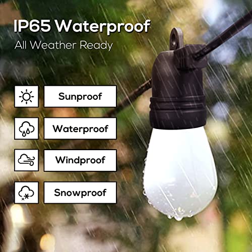 Sunthin Smart Outdoor String Lights, 49Ft Colored Patio Lights Work With Alexa & Google Assistant, 15 Shatterproof Rgbw Bulbs, Waterproof Hanging Lights For Porch, Yard, Pergola, Deck, Garden #TOP6
