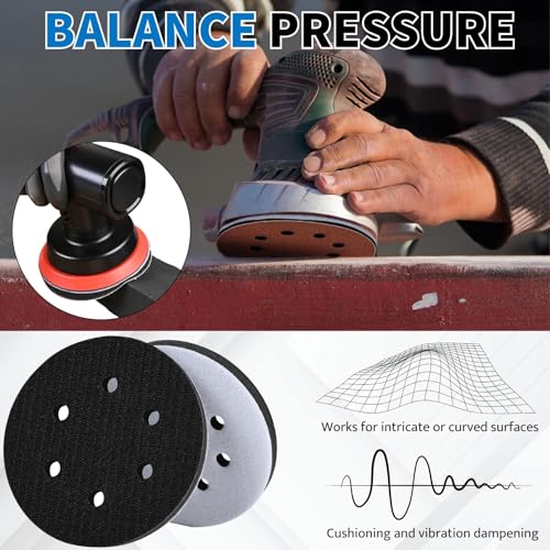 Image of 6 Inch 6 Holes Foam Sanding Pads 2Pcs Interface Pad | 150mm Hook and Loop, Sponge Cushion Buffer Backing Pad, Protection Polisher for Orbital Sander