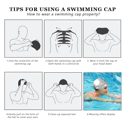 Image of Storite Silicone Swimming Cap for Men & Women (Grey) | Waterproof, For Long Hair Adults, Stretchable Anti-Slip, Pool Cap Professional Swimming Hat