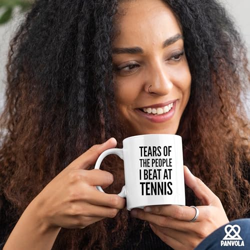 Panvola Tears of the People I Beat at Tennis Sports Tennis Gifts For Men Women Coffee Mug Ceramic Cup 11 oz White Novelty Drinkware
