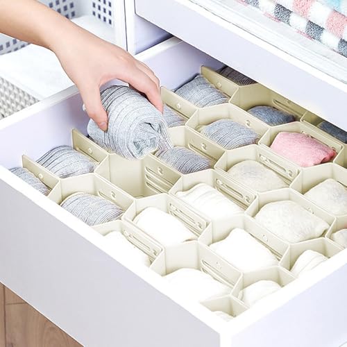 lemgyiamz Organizador Cajones, Separadores De Cajones Y Organizador Cajones Cocina, 12 Piezas Set Ajustable y Extensible para Casa, Oficina y Baño, Blanco (6.7x3.6 cm) - imagen 9