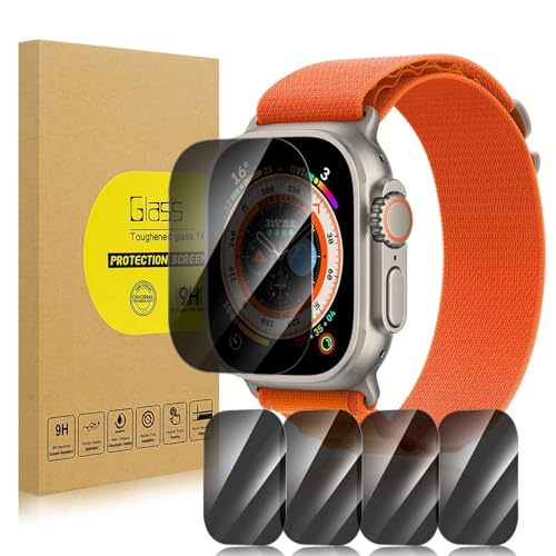 Lokyoo 5 Pack Privacy Screen Protector for Apple Wacth Ultra 49mm [Anti-Spy Tempered Glass] Easy Install, Tempered Glass Protector for Apple Wacth Ultra 49mm