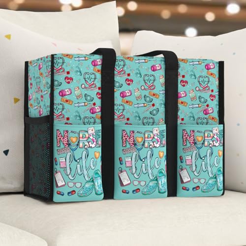 Image of 84hoods Multi-Pocket Tote Bag for Women. Waterproof Bag with Multiple Convenient Pockets and Zipper. Gift for Nurses.