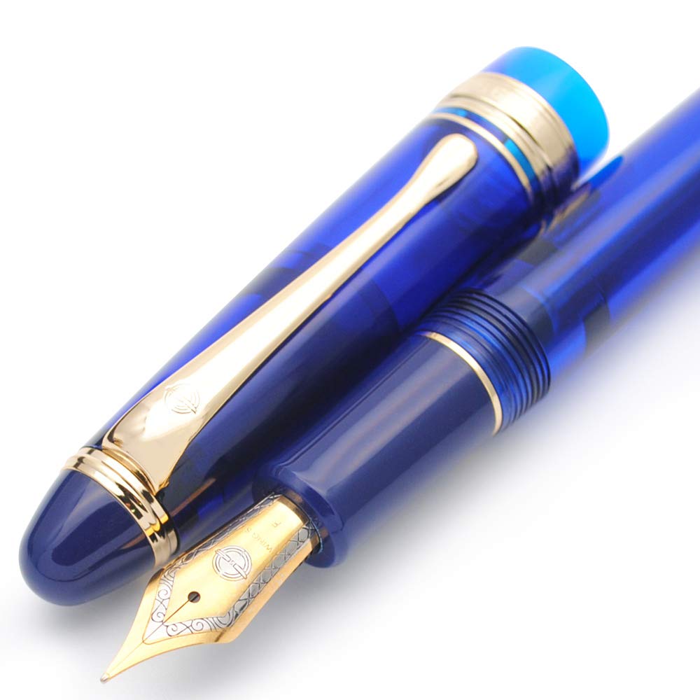 czxwyst 699 Negative Pressure Vaccum Filling Fountain Pen Original Box (Royalblue with Solid Grip, Fine Nib 0.5mm)