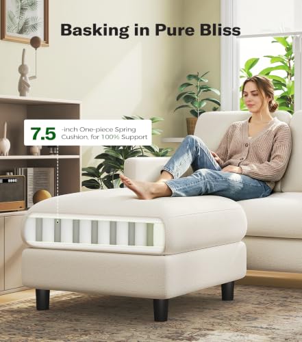Image of Welzona Loveseat Sofa with Ottoman, 51 inch Small L Shaped Teddy Couch Sofa