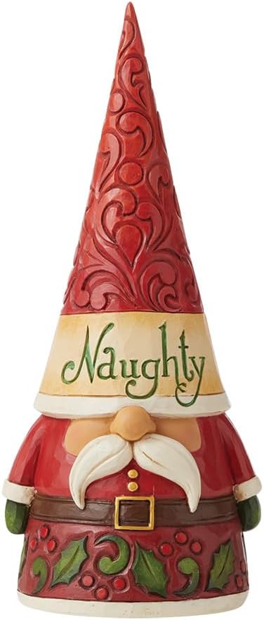 Enesco Jim Shore Heartwood Creek Christmas Gnome Naughty and Nice Double-Sided Figurine, 8.27 Inch, Multicolor, Red