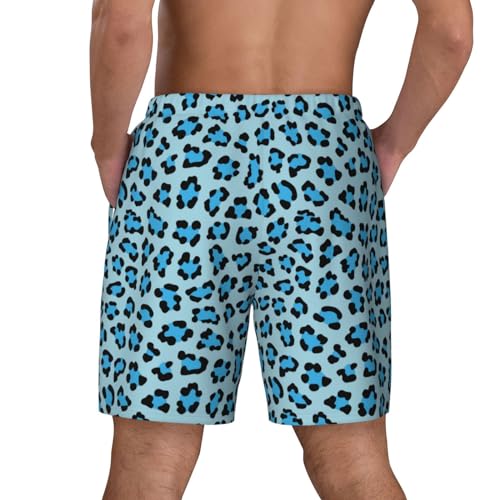 Blue Leopard Print Funny Men's Swim Trunks Board Shorts Quick Dry-4