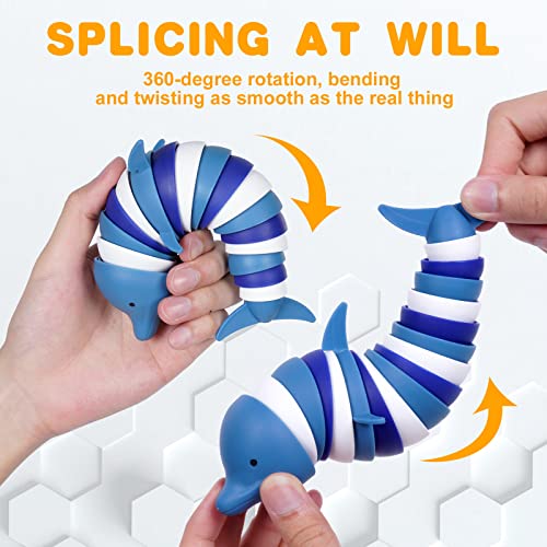 OSDUE Fidgets Slug Spielzeug, 3D Fidget Slugs Toys, Sensorisches Spielzeug, Flexible Kreatives Delfinspielzeug für Erwachsene, Kinder, Autisten (Delfin)