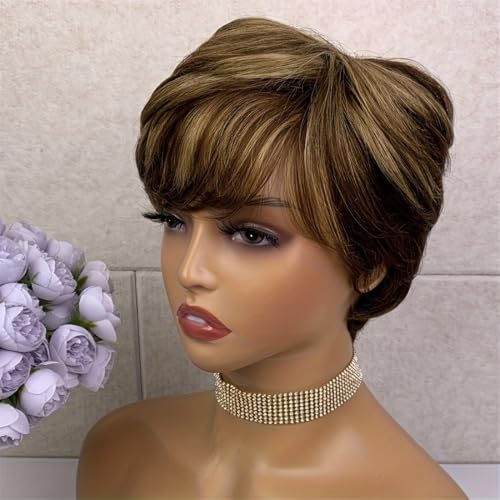 Solution cheveux clairsemés : perruque 6 pouces avec frange balayage P4/27 - 4