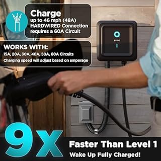 EVIQO Level 2 EV Charger - Home Wall EV Charger Level 2-48 Amp 11.5 kWh, 240V, Hardwire EV Chargers with 7.6m Charging Cable and J1772 Connector - Wi-Fi & Smart App - UL, ETL Certified EVSE – GEN 2