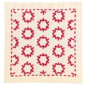 オリムパス製絲 刺し子キット 一目刺しのコースター 生成 SK297