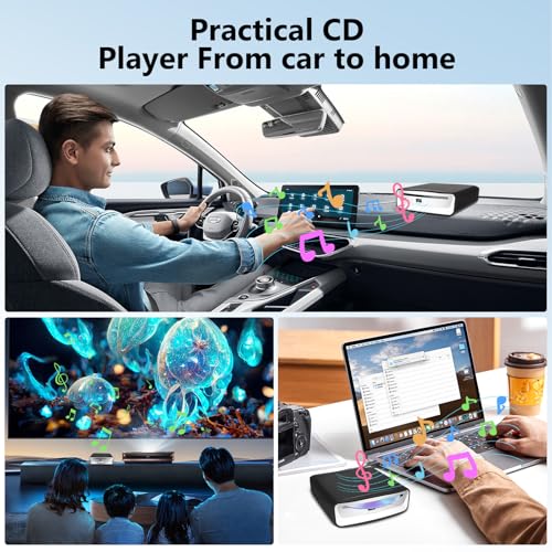 CD/DVD Player Auto Extern, Tragbarer CD Player Auto & Auto Radio CD/DVD Player mit USB A Anschluss, für Android Autoradio, Laptop & Fernseher, Plug & Play Unterstützung