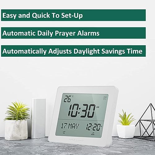 ALFAJR Automatic Worldwide Digital Azan/Athan/Nimaz Prayer Wall and Desk White Clock CF-19 with Detachable Frame (Sepia) by ALFAJR - Image 3