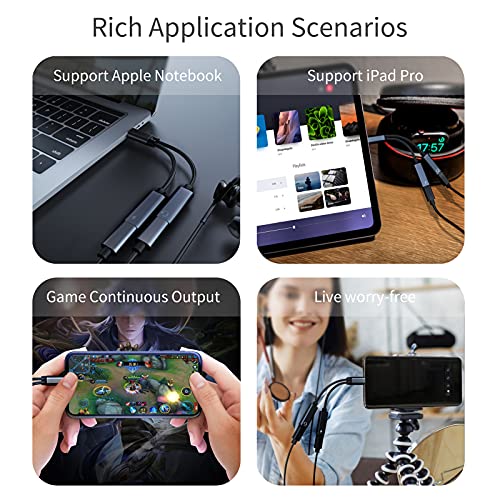 Xumee Usb C Splitter, Dual Usb C Headphones And Charger Adapter, 2-In-1 Hi-Res Audio And Fast Charging Dongle Cable Compatible With Galaxy S23 S22 S21 Ultra 5G S20 S20+ Plus Note 20 (Black) #TOP5