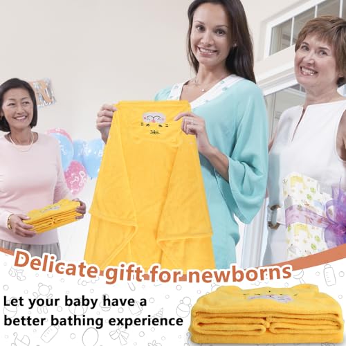 Image of 2 Pack Hooded Towel, 27.5 x 55 inch Absorbent Bath Towel for Babies, Soft Toddler Bath Towel, Thick Toddler Towels with Hood for Girls Boys,Yellow and White