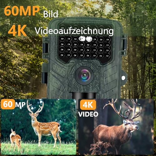Aoomoon Wildkamera,60MP 4K Video Wildkamera mit Handyübertragung App,0.2s Schnelle Trigger...