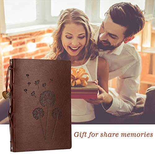YILEEY Fotoalbum om zelf vorm te geven, leer, scrapbook, zwarte pagina's, navulbaar, fotoboek om in te plakken, 28 x 21 cm, fotoalbums, doe-het-zelf cadeau met pennen, sjablonen, stickers, fotohoeken, paardenbloem, herbruikbaar - Image 8