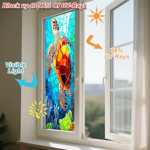 Vinilo decorativo para ventana con diseño de tortuga miniatura 7