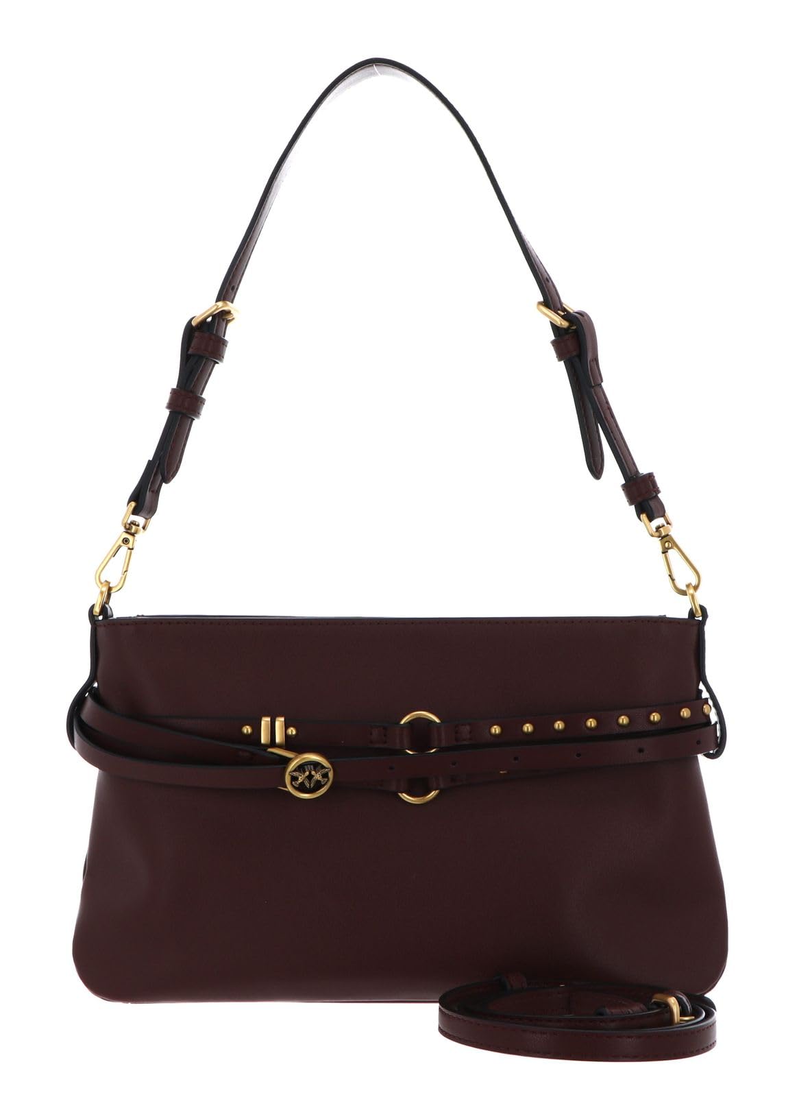Pinko bolso de hombro bolso bandolera Belt Bag Mini Vitello Morbido Burgundy Wine - Antique Gold marrón oscuro