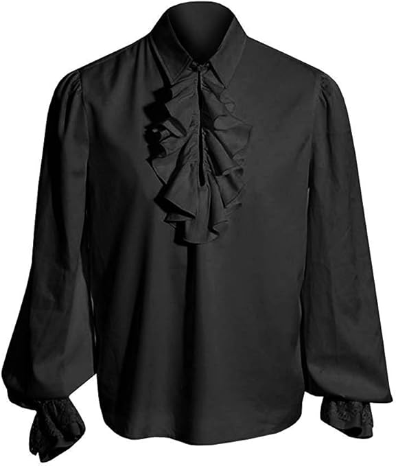 Runcati Mens Pirate Shirt Ruffle Victorian Renaissance Steampunk Vampire Poet Shirts Medieval Halloween Costume