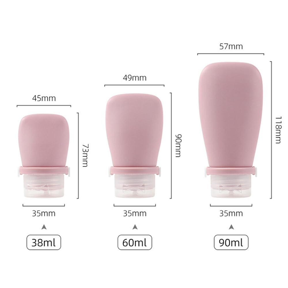 50 botellas de silicona vacías suaves y recargables para cosméticos, tubo de viaje, contenedor portátil a prueba de fugas para champú, loción, contenedor portátil (rosa oscuro, 90 ml)