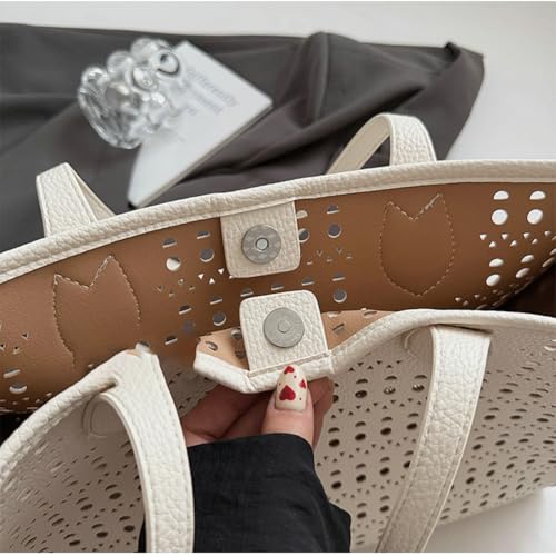 2 Pcs Hollowed Hobo Bags Women Trendy PU Leather Underarm Shoulder Bag Crossbody Purse Beach Travel Tote Handbag 20254