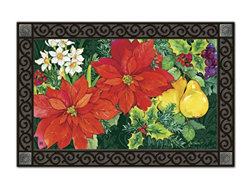 Poinsettia and Fruit MatMates Doormat #16395