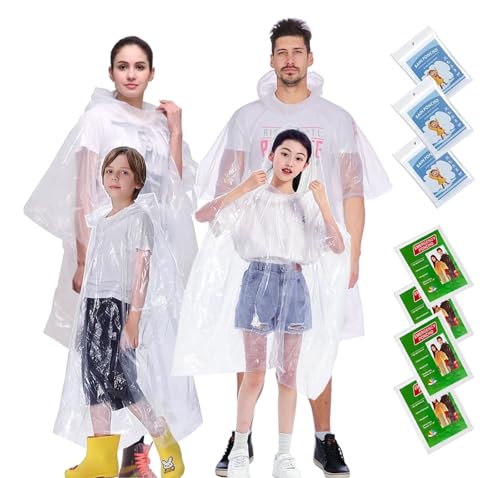 HLKZONE Disposable Rain Ponchos for Family 7 Pack