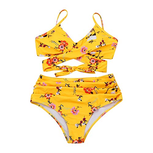 Bikinis Mujer 2026 Reductores Trajes De Baño Dos Piezas Acolchada Bikinis Braga Alta Bañadores Control De Vientre Bikini Reductors Playa Bañadores(Null-Yellow, L)