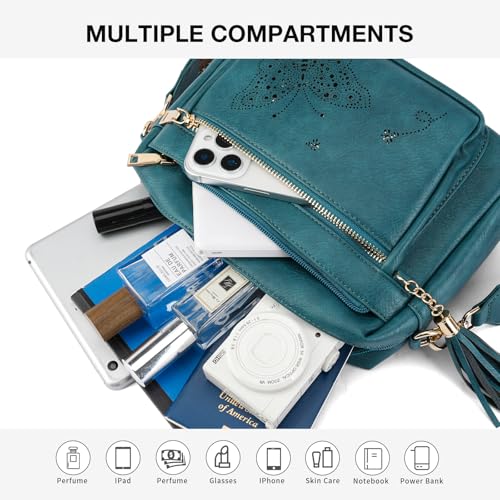 Image of KITEVIUN Crossbody Bags for Women Trendy Leather Crossbody Purse Shoulder Handbags Butterfly Design