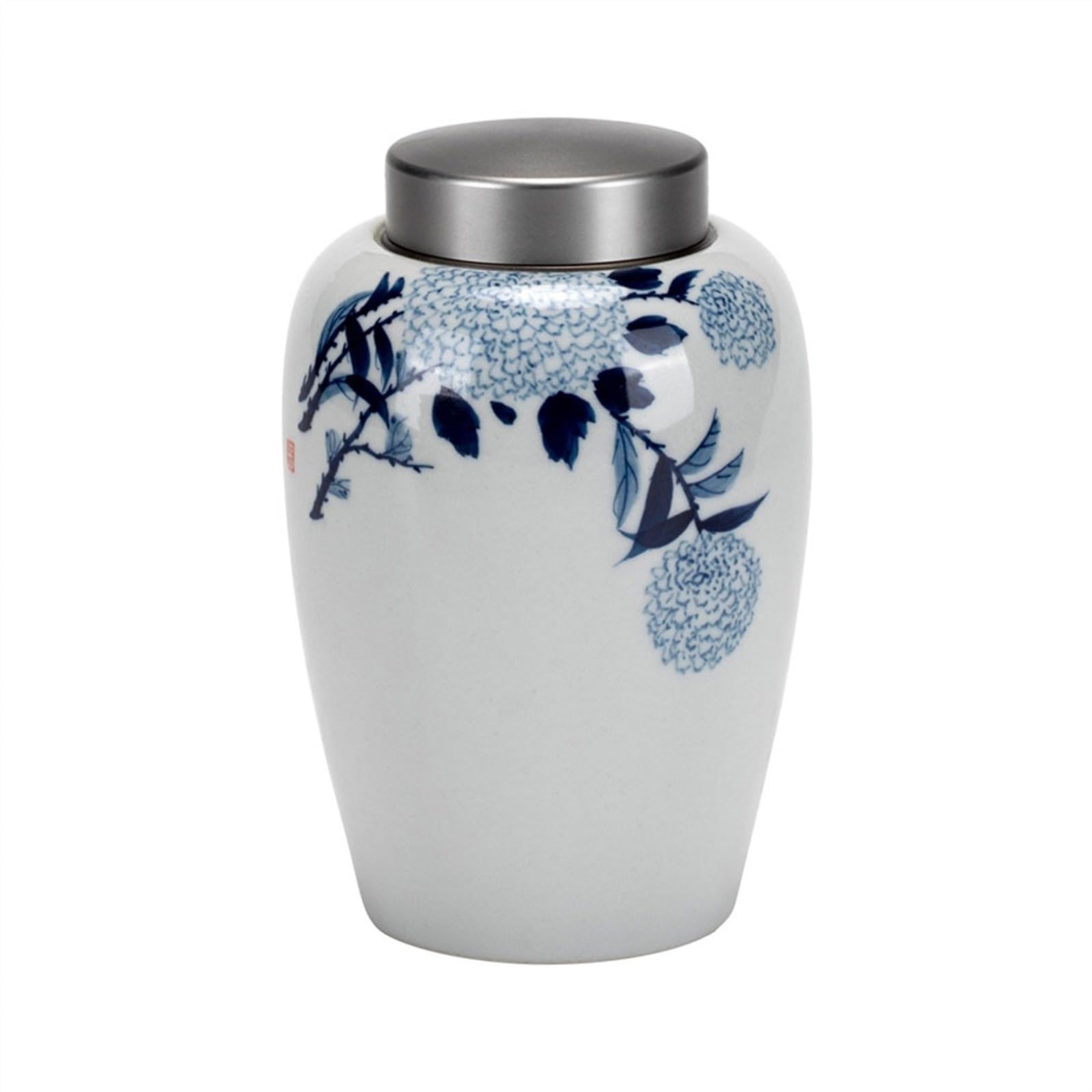 Tarro de Almacenamiento, Tarro de cerámica de Hortensia Pintado a Mano para Almacenamiento de té, Tapa de Aluminio, Tarro con Sello de Marea, Bote de té de cerámica para el ho