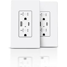 TOPELER USB Receptacle Outlet, PD 30W Speedy Charge Outlet with Type C&A Ports, 20Amp TR Receptacle Plug, USB Electrical Outlets for iPhone/iPad/Samsung/LG/HTC, UL Listed, White, 2 Pack