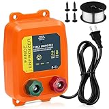 PE2 Electric Fence Plus 250 Feet Electric Fence Kit 0.10 Joule Livestock Fence Chargers for Accommodating Pets Livestock and Preventing Wildlife Invasion (Aluminum Wire)